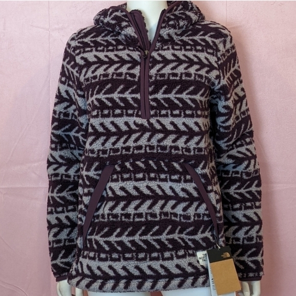 The North Face Purple Printed Campshire 2.0 Pullover Hoodie Jacket size Small - Picture 1 of 9
